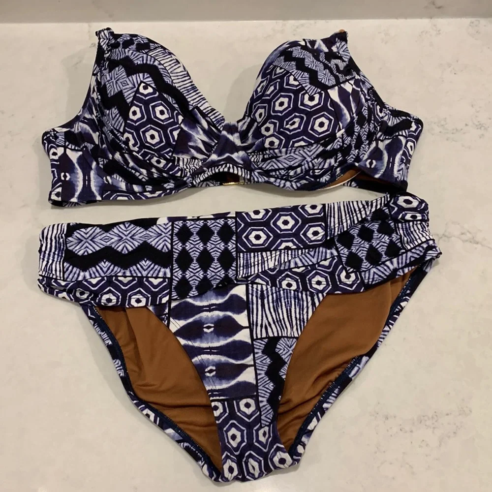 Blue Patterned Bikini Set-underwire - Picture 2 of 14